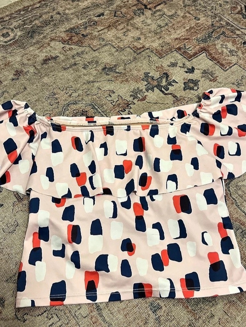 Kortni Jeane Oversized Ruffle Top Abstract Print One-Piece Swimsuit